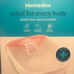 Homedics Bubble Bliss Deluxe Footbath - White and Pink